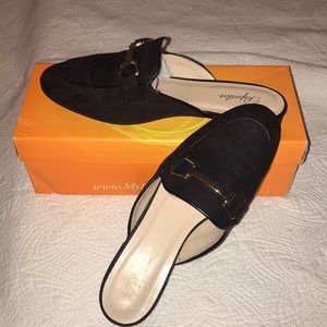 Black Suede Mule loafer slides